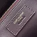YSL Cléo 5 à 7 Glossy Croc Embossed Leather Underarm Bag Gold Logo Handbag #A65969