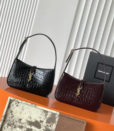 YSL Cléo 5 à 7 Glossy Croc Embossed Leather Underarm Bag Gold Logo Handbag #A65969 YSL Cléo 5 à 7 Glossy Croc Embossed Leather Underarm Bag Gold Logo Handbag #A65969
