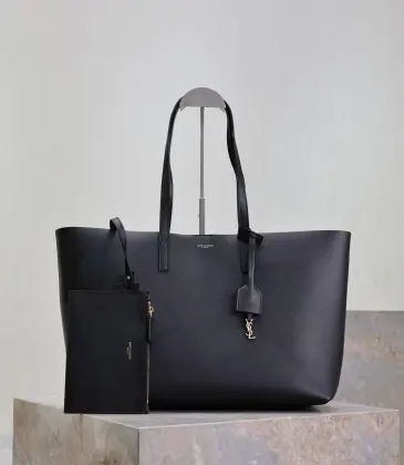 YSL Inspired Minimalist Leather Tote With Matching Pouch For Sophisticated Black #A63653 YSL Inspired Minimalist Leather Tote With Matching Pouch For Sophisticated Black #A63653