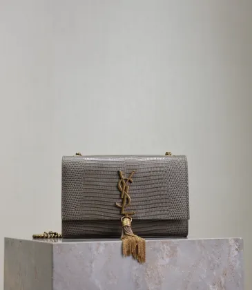 Saint Laurent Lizard - Embossed Leather Crossbody Bag With Gold Tassel size:20×13×5cm #A53695 Saint Laurent Lizard - Embossed Leather Crossbody Bag With Gold Tassel size:20×13×5cm #A53695