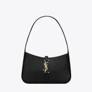 Yves Saint Laurent Le 5 à 7 Hobo Bag In Black Leather With Gold Logo Hardware #A50718 Yves Saint Laurent Le 5 à 7 Hobo Bag In Black Leather With Gold Logo Hardware #A50718