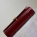 YSL Patent Leather Chain Wallet In Burgundy Showcasing Iconic Logo And Timeless Elegance #A50335