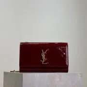 YSL Patent Leather Chain Wallet In Burgundy Showcasing Iconic Logo And Timeless Elegance #A50335 YSL Patent Leather Chain Wallet In Burgundy Showcasing Iconic Logo And Timeless Elegance #A50335