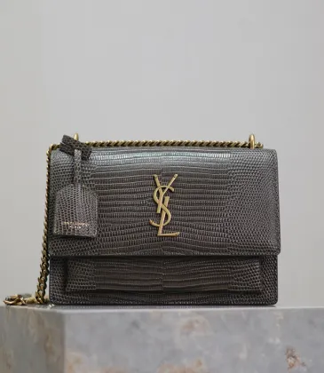 Saint Laurent Lizard - Embossed Leather Crossbody Bag With Gold YSL Logo size:22×8×16cm #A53700 Saint Laurent Lizard - Embossed Leather Crossbody Bag With Gold YSL Logo size:22×8×16cm #A53700