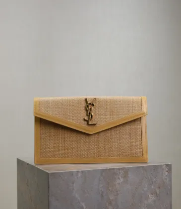 Saint Laurent Rattan - Leather Envelope Clutch With Iconic YSL Logo size:27×16×2cm #A53696 Saint Laurent Rattan - Leather Envelope Clutch With Iconic YSL Logo size:27×16×2cm #A53696