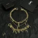 Saint Laurent Cassandre Multi Layer Logo Charm Gold Choker Necklace for Women #A65948