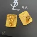 Saint Laurent Matte Gold Square Cassandre Logo Stud Earrings Designer Women Jewelry #A65953