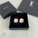 Saint Laurent White Mother Of Pearl Square Cassandre Logo Stud Earrings Gold Trim Designer Jewelry #A65954