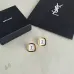 Saint Laurent White Mother Of Pearl Square Cassandre Logo Stud Earrings Gold Trim Designer Jewelry #A65954