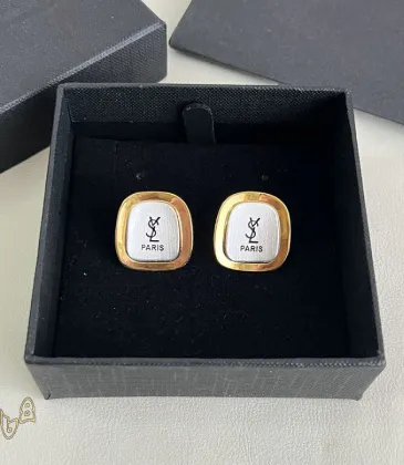 Saint Laurent White Mother Of Pearl Square Cassandre Logo Stud Earrings Gold Trim Designer Jewelry #A65954