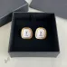 Saint Laurent White Mother Of Pearl Square Cassandre Logo Stud Earrings Gold Trim Designer Jewelry #A65954