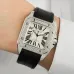 Cartier Santos Diamond Automatic Black Leather Watch 41mm #A65833