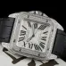 Cartier Santos Diamond Automatic Black Leather Watch 41mm #A65833