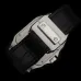 Cartier Santos Diamond Automatic Black Leather Watch 41mm #A65833