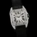 Cartier Santos Diamond Automatic Black Leather Watch 41mm #A65833