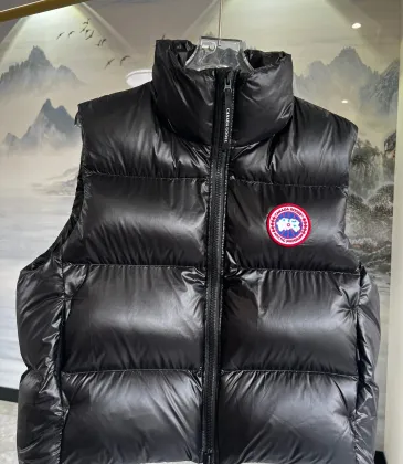 Canada Goose Black logo Cypress Puffer Series Fitted Solid Color Glossy High Neck Sleeveless Windproof Down Jacket #A57854