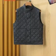 Moncler Men’s Mandarin‑Collar Diamond‑Quilted Gilet Vest, Black, Navy &amp; White #B67680