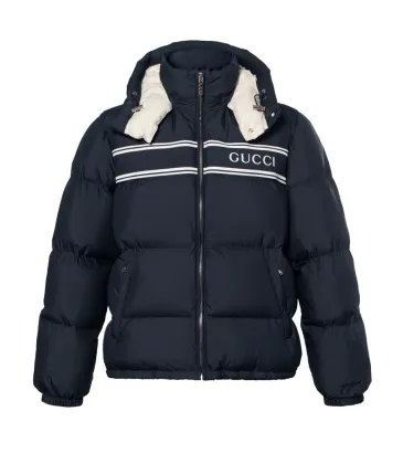 Gucci Black Puffer Jacket With White Stripes Unisex Style #A54548