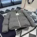 Moncler Cable‑knit Stand‑collar Down Jacket, Grey / Navy Blue/Black #B68304