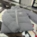 Moncler Cable‑knit Stand‑collar Down Jacket, Grey / Navy Blue/Black #B68304