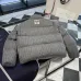 Moncler Cable‑knit Stand‑collar Down Jacket, Grey / Navy Blue/Black #B68304