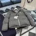Moncler Cable‑knit Stand‑collar Down Jacket, Grey / Navy Blue/Black #B68304