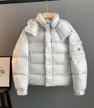 Moncler Maya Matte Hooded Down Jacket, Light Blue White Pink Black #B68770