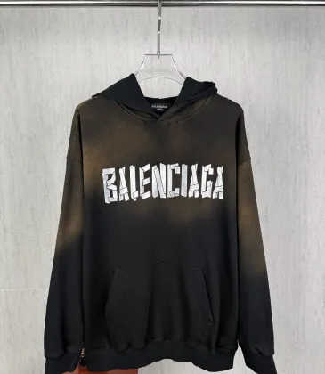 Balenciaga Vintage Faded Hoodie Front Distressed Logo Print Grey Black #B68614