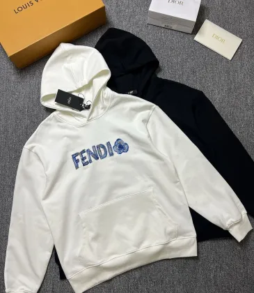 Fendi Floral Logo Print Pullover Hoodie, Black White #B67889