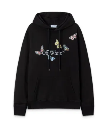 Off - White White Hoodie With Colorful Butterfly And Brand Logo Print #A54452 Off - White White Hoodie With Colorful Butterfly And Brand Logo Print #A54452