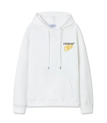 Stylish Off - White White Hoodie with Eye - Catching Yellow Logo Embellishment #A54448 Stylish Off - White White Hoodie with Eye - Catching Yellow Logo Embellishment #A54448