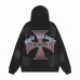 Vale Forever Chopper Cross Print Vintage Washed Hoodie, Black #B68258