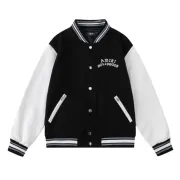 AMIRI Black And White Varsity Jacket With Hollywood Embroidered Logo For Trendy Streetwear #A54285 AMIRI Black And White Varsity Jacket With Hollywood Embroidered Logo For Trendy Streetwear #A54285