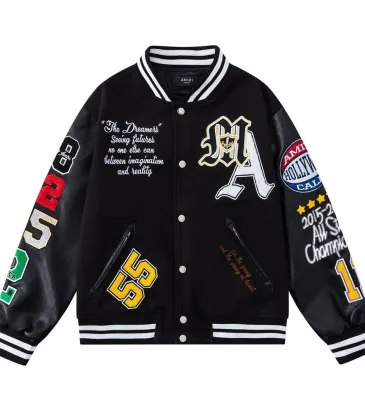 AMIRI Varsity Jacket Multi Patches Chenille Letterman Black Coat #B68617