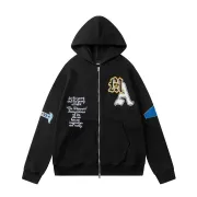 Amiri Multi‑Patch Letter Chenille Embroidery Zip‑Up Hoodie Jacket, Black #B67648 Amiri Multi‑Patch Letter Chenille Embroidery Zip‑Up Hoodie Jacket, Black #B67648