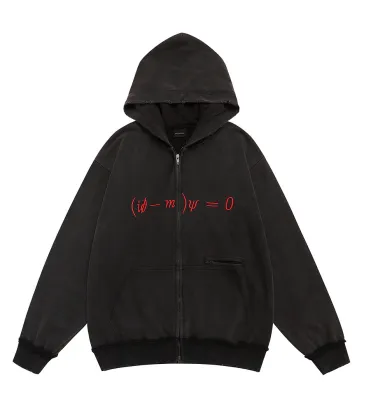 Balenciaga Dirac Equation Embroidered Zip‑Up Hoodie, Washed Black & Red #B67629 Balenciaga Dirac Equation Embroidered Zip‑Up Hoodie, Washed Black & Red #B67629