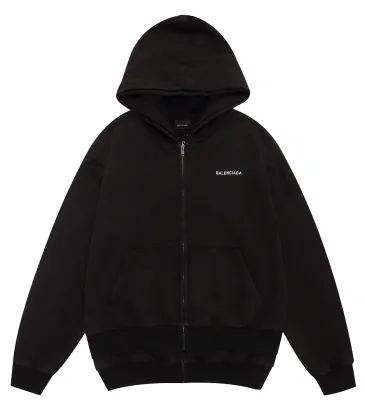 Balenciaga Logo Embroidered Distressed Zip‑Up Hoodie Jacket, Black #B67630 Balenciaga Logo Embroidered Distressed Zip‑Up Hoodie Jacket, Black #B67630