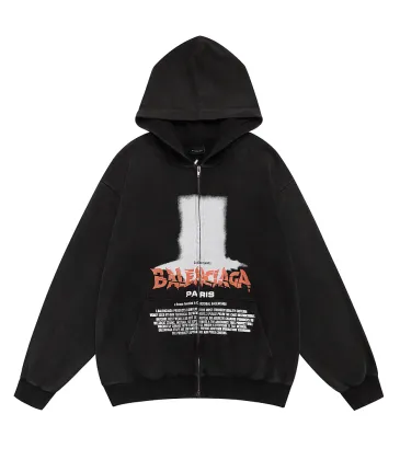 Balenciaga Print Zip‑Up Hoodie Jacket Men Loose Casual Hooded Sweatshirt Black #B67627 Balenciaga Print Zip‑Up Hoodie Jacket Men Loose Casual Hooded Sweatshirt Black #B67627