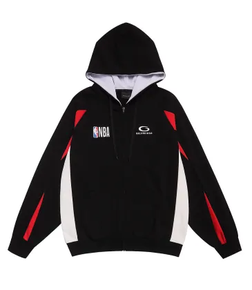 Balenciaga x NBA No.10 Zip‑Up Hoodie Jacket, Black & White #B67628 Balenciaga x NBA No.10 Zip‑Up Hoodie Jacket, Black & White #B67628