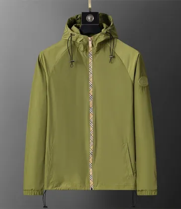 Burberry Stylish Olive Green Hooded Windbreaker Jacket with Brand Detailing #A54305 Burberry Stylish Olive Green Hooded Windbreaker Jacket with Brand Detailing #A54305