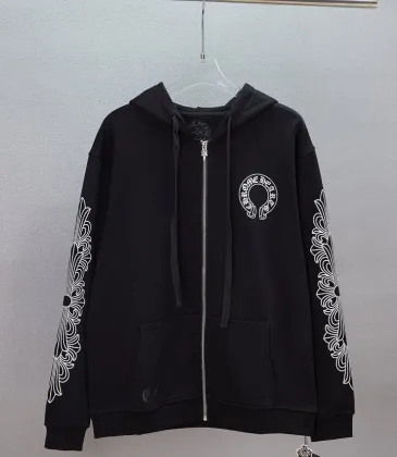 Chrome Hearts Horseshoe Floral Print Full Zip‑Up Hoodie Jacket, Black & White #B67634 Chrome Hearts Horseshoe Floral Print Full Zip‑Up Hoodie Jacket, Black & White #B67634