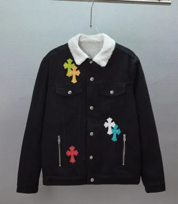 Chrome Hearts Multicolor Cross Patch Sherpa Collar Denim Jacket Black #B67653 Chrome Hearts Multicolor Cross Patch Sherpa Collar Denim Jacket Black #B67653