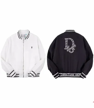 Dior Large D Logo Embroidered Padded Bomber Jacket, White and Black #B68841 Dior Large D Logo Embroidered Padded Bomber Jacket, White and Black #B68841