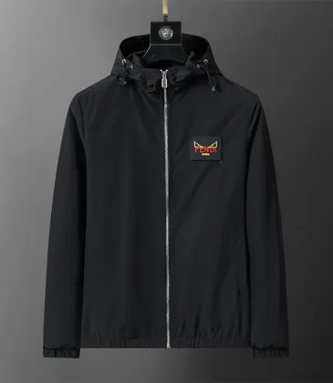 Fendi Men's Hooded Windbreaker Jacket with Embroidered Logo #A54234 Fendi Men's Hooded Windbreaker Jacket with Embroidered Logo #A54234