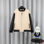 Givenchy Runway Beige Black Sleeve Zip Varsity Jacket #B68992