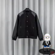 Givenchy Runway Black Wool Leather Sleeve Varsity Jacket #B68993