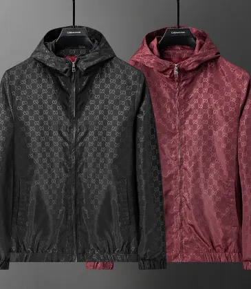 Gucci 2026 Fall‑Winter GG Jacquard Hooded Jacket, Black, Burgundy #B68006 Gucci 2026 Fall‑Winter GG Jacquard Hooded Jacket, Black, Burgundy #B68006