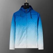 Gucci Men's Gradient Hooded Jacket Blue and White with Signature GG Pattern #A54304 Gucci Men's Gradient Hooded Jacket Blue and White with Signature GG Pattern #A54304