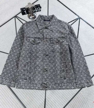 LV Red Figure Embroidery Monogram Washed Denim Jacket #B67477 LV Red Figure Embroidery Monogram Washed Denim Jacket #B67477