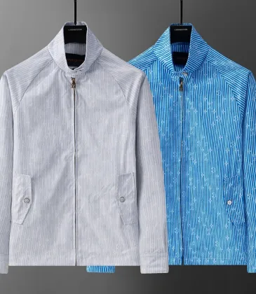 Louis Vuitton 2026 Fall Winter Stand Collar Jacket, Blue Monogram Stripe, Light Grey #B68845 Louis Vuitton 2026 Fall Winter Stand Collar Jacket, Blue Monogram Stripe, Light Grey #B68845